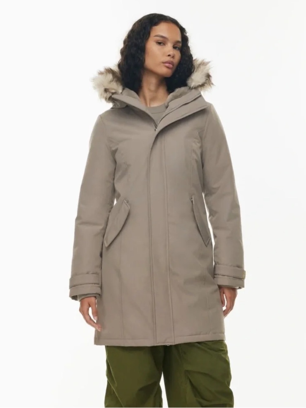 Babaton Taupe woman’s Oskar parka goose down Hooded jacket